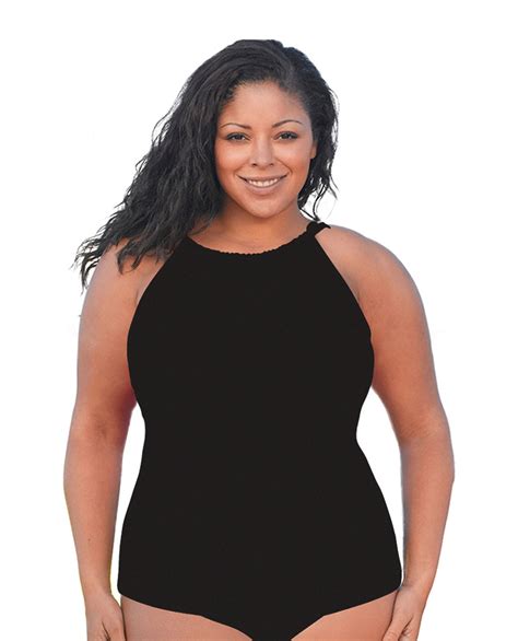 Always For Me Black Plus Size High Neck Tankini Top Tankini Top