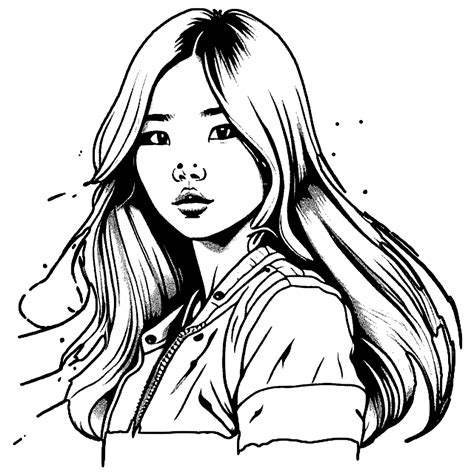Coloriage pour fille coréenne blonde Creative Fabrica