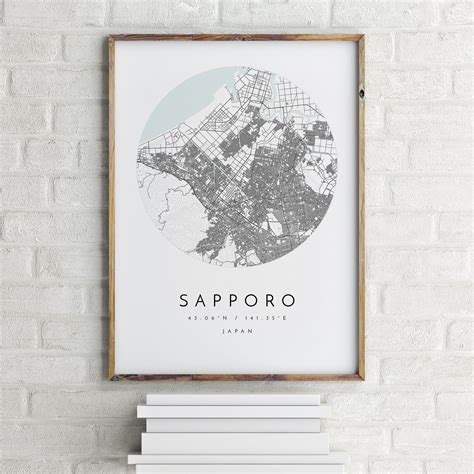 Sapporo Map Sapporo Japan City Map Home Town Map Sapporo | Etsy