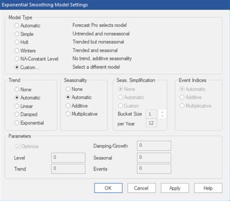 exponential smoothing forecast pro
