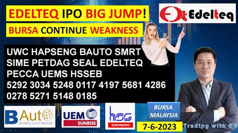 Daily KLSE BURSA Update 7 6 2023EDELTEQ IPO BIG JUMP BURSA CONTINUE