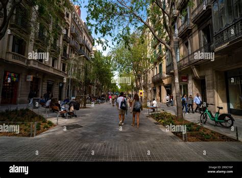 Newly Pestestrianised Carrer Del Consell De Cent Barcelona Part Of