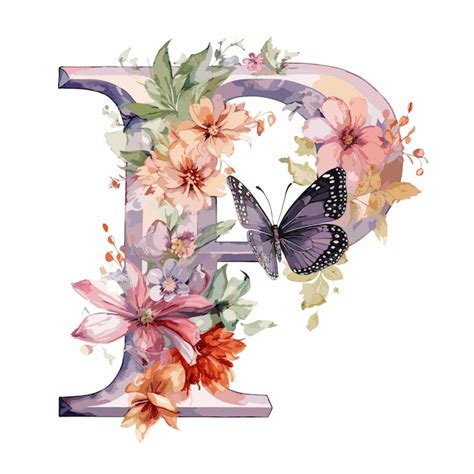 Premium Vector Watercolor Floral Alphabet Tropical Flowers