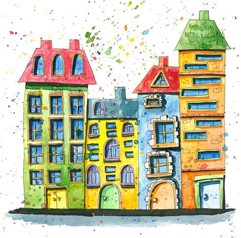 Watercolor, houses, drawing, free illustrations,free pictures - free ...