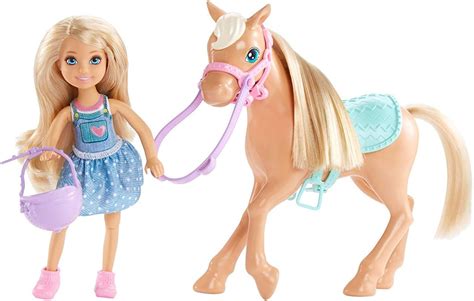 Barbie Famille mini poupée blonde Chelsea et son poney jouet pour enfant DYL42 Amazon fr