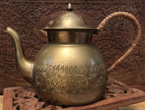 Tea Makers Coffee And Tea Makers Pure Brass And Steel Indian Hammered Tea Pot Dispenser Pot 500 Ml