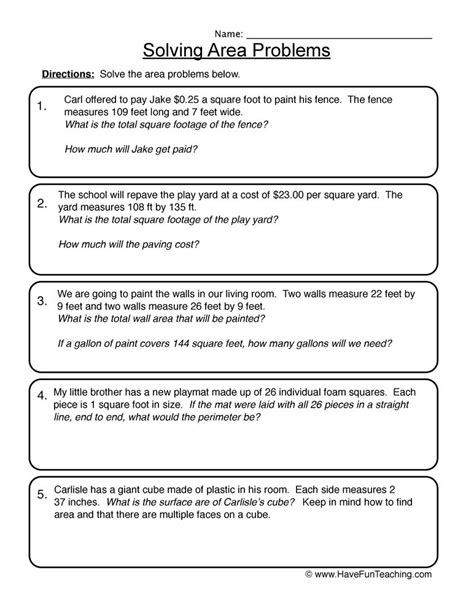 Area Perimeter Word Problems