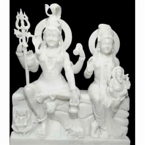 Traditional Hindu White Marble Shiv Parivar Statue For Temple Size