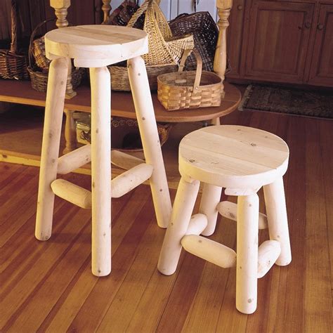 Rustic Cedar Log Backless Bar Stool