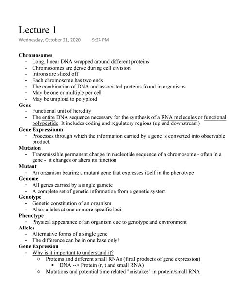 BIOL308Lecture 1 Notes Chromosomes Long Linear DNA Wrapped