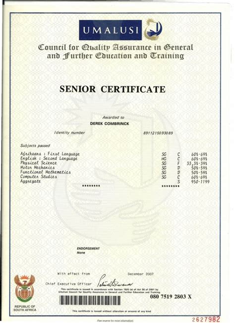 Types Of Matric Certificate