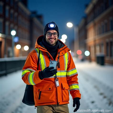 Newspaper Delivery Man In Winter Stable Diffusion Online