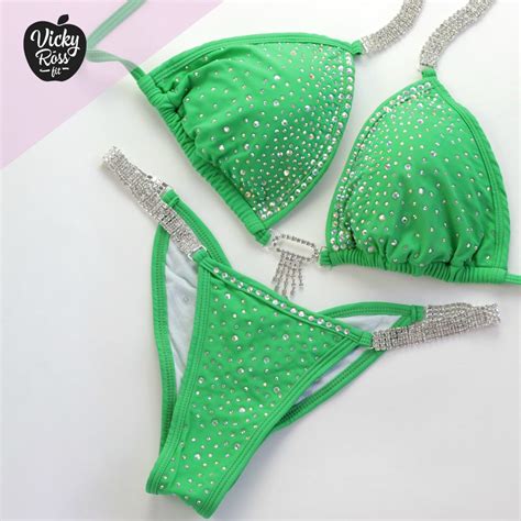 Green Bikini Competition Suit Fitness Bikini Vicky Ross Fit
