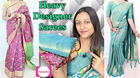 Heavy Kanjivaram Silk Designer Saree Meesho Unboxing And Review