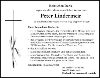 Traueranzeigen von Peter Lindermeir Allgäuer Zeitung