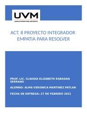 PROYECTO INTEGRADOR Docx ACT 8 PROYECTO INTEGRADOR EMPATIA PARA