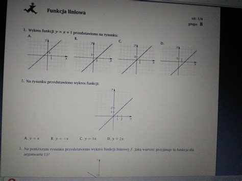 Funkcje Liniowe Zadania W Za Czniku Brainly Pl