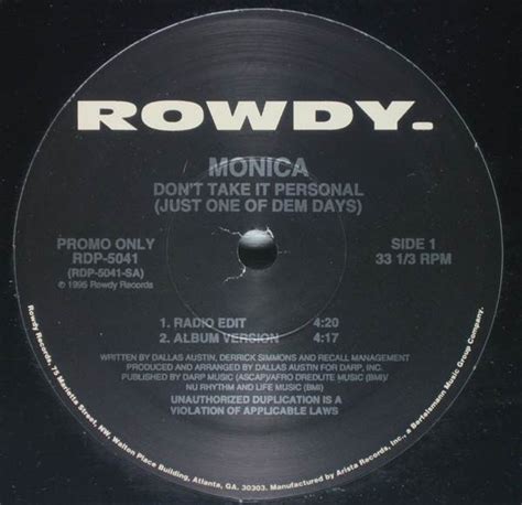 Monica - Don't Take It Personal (Just One Of Dem Days) (1995, Vinyl) | Discogs