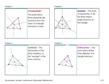 Circumcenter Incenter Centroid And Orthocenter Worksheets By Th