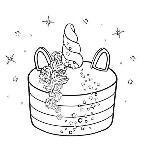 Printable Unicorn Cake Coloring Pages PrintableLib