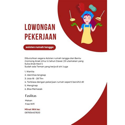 Lowongan Kerja April 2023 Asisten Rumah Tangga Momong Anak Di Solo