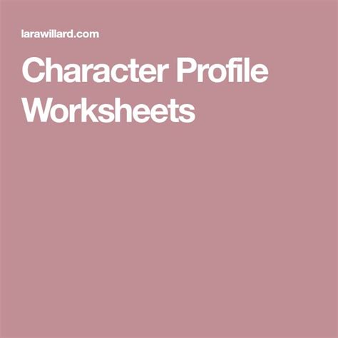 The Text Character Profile Worksheets Is Shown In White Letters On A