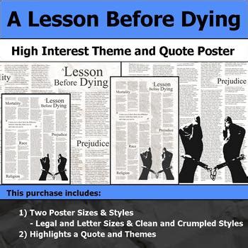 A Lesson Before Dying Visual Theme And Quote Poster For Bulletin Boards