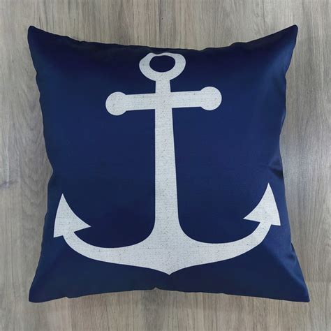 Capa Almofada Sarja Ncora Navio Azul Decor Quarto X Elo