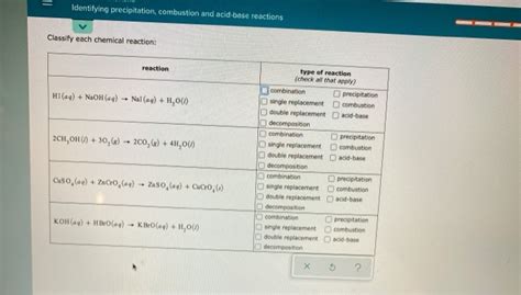 Solved Identifying Precipitation Combustion And Chegg