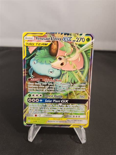 Pokémon Tag Team Venusaur Snivy GX 1 236 Holo R Cosmic Eclipse