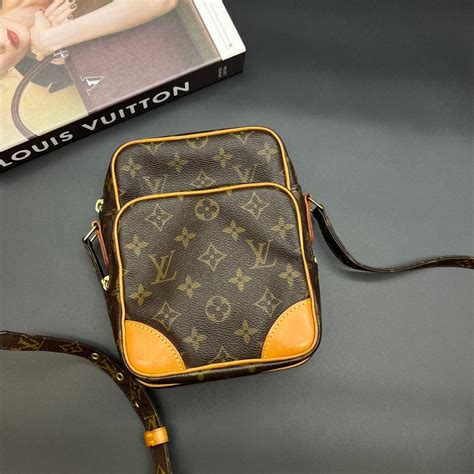 【哈極品】二手品《louis Vuitton Lv 老花字紋 中古vintage 直立式日字子母航空包斜背包肩背包》 蝦皮購物