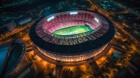 Una Imagen Impresionante De Un Estadio Deportivo Iluminado Con Luces