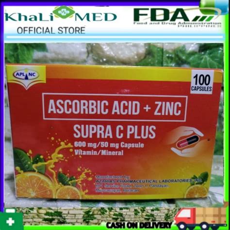 Makesscs Ascorbic Acid Zinc Supra C Plus 600mg 50mg Vitamin Mineral 100 Capsule Lazada Ph