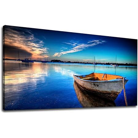 Amazon Hyidecor Art Wall Art Moon Sea Blue Ocean Landscape