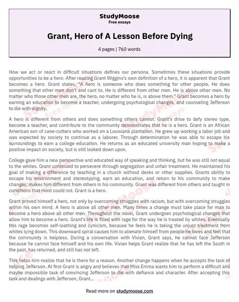 Grant Wiggins A Journey From Disillusionment To Heroism Free Essay Example