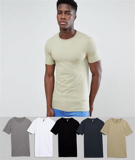 Asos Muscle Fit T Shirt With Crew Neck 5 Pack Save For Men Lyst