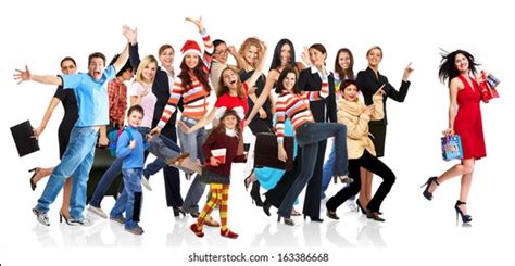 Group Happy Young People Jumping Isolated Stock Photo Edit Now 173323277