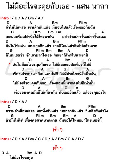 คอร์ดเพลง ไม่มีอะไรจะคุยกับเธอ แสน นากา [คอร์ดง่ายๆ] Guitar Chords The Scream Guitar Chord