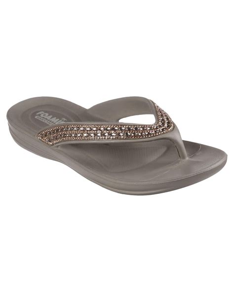 Skechers Foamies Glitzy Flip Flop In Grey Lyst Uk