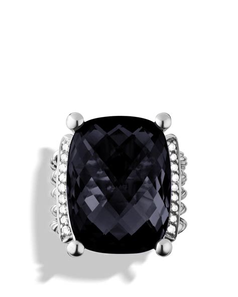 Lyst David Yurman Wheaton Ring With Black Onyx And Diamonds In Black