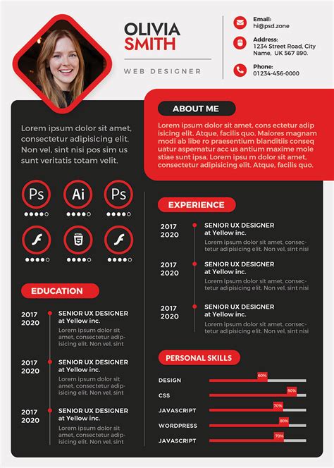 A4 Size Creative Resume Cv Psd Psd Zone