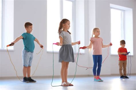 Adorable Children Skipping Rope Indoors Uk Deaf Sport