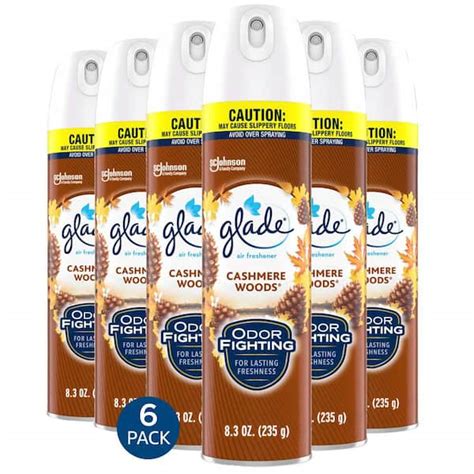 Glade 8 3 Oz Cashmere Woods Room Air Freshener Spray 6 Pack 346464