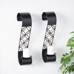 Litton Lane Eclectic Figure Eight Black Mesh Metal Wall Sconces With