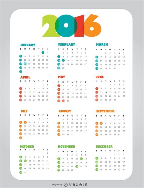 Calendário 2016 Baixar Vector