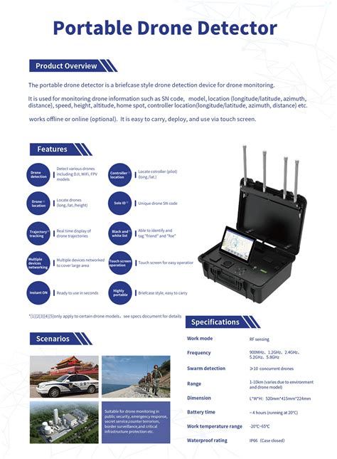 Portable Drone Detector Briefcase For Tracking Detecting Position Of