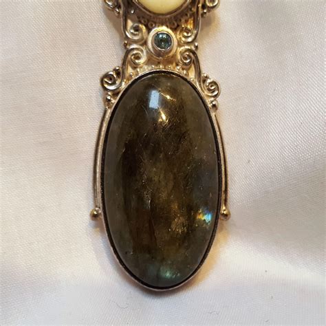 Sajen sterling silver Goddess pendant gemstone labradorite from green-mannequin on Ruby Lane