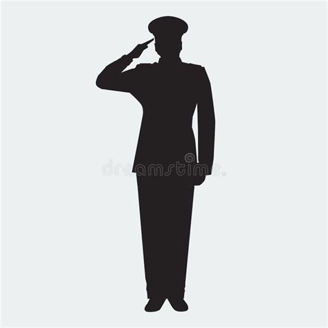 Illustrated Army General Silhouette With Hand Gesture Saluting Vector