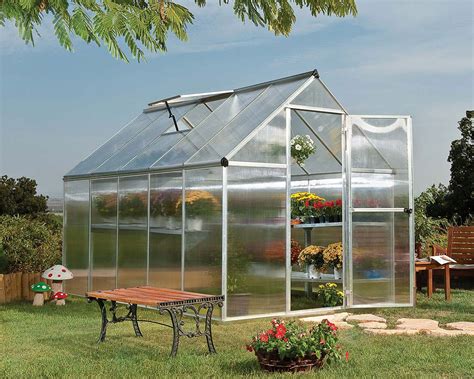 Canopia By Palram Mythos 6 Ft X 10 Ft Greenhouse Kit Silver Structure And Twinwall Panels