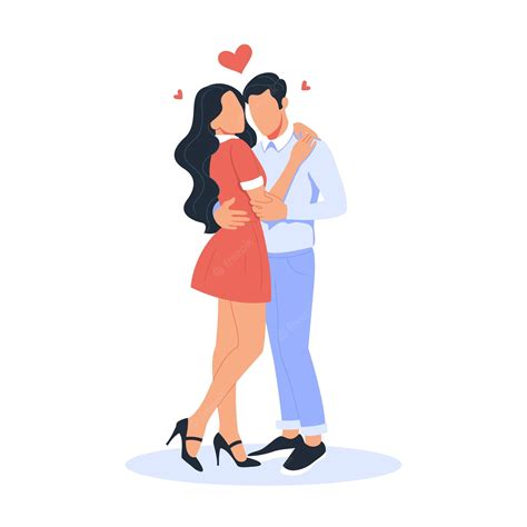 Premium Vector Cartoon Couple Man And Woman Gently Hug Each Other